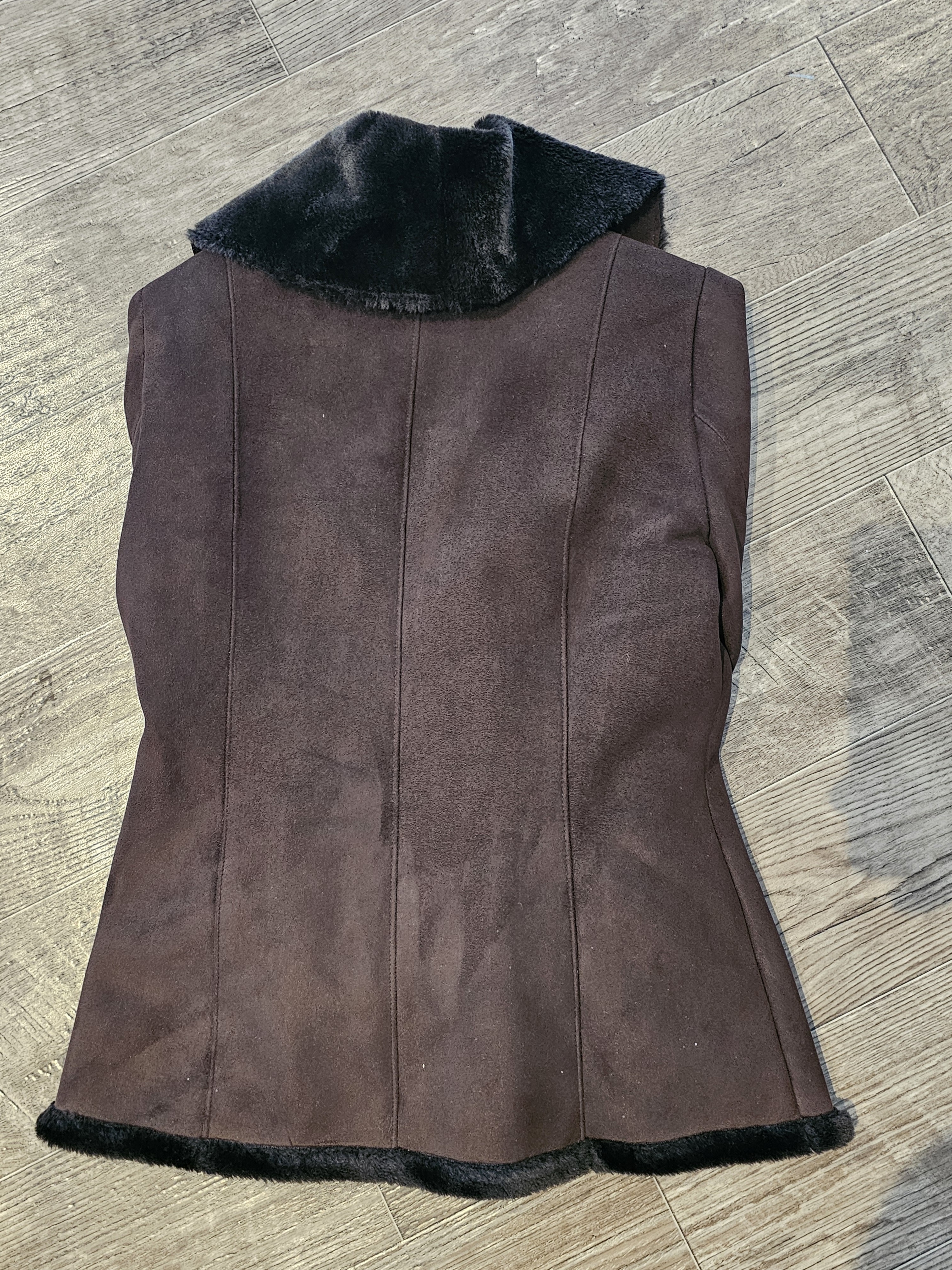 Calvin Klein Brown Faux-Suede Shearling-Trim Jacket — image 5 of 6